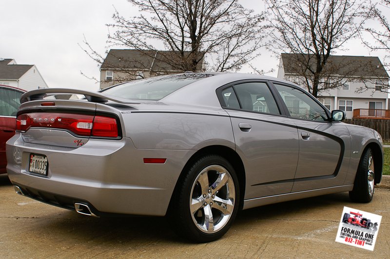 2011 Dodge Charger Custom designed and cut matte black vinyl stripe 