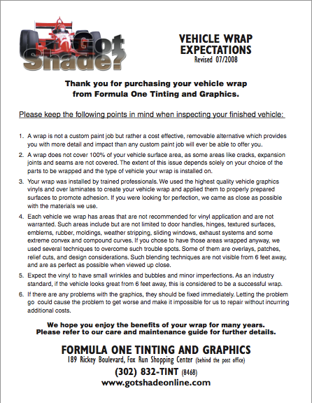 Vehicle Wrap Expectations